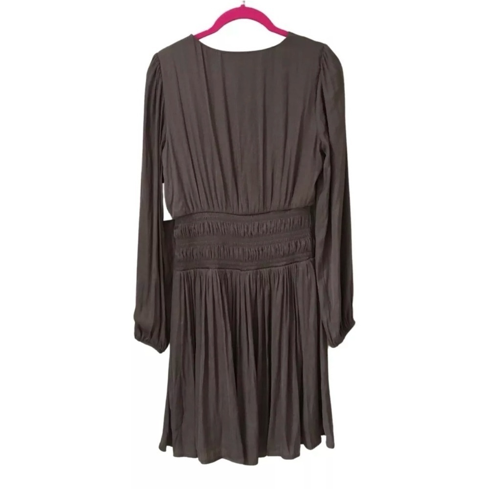 Nine West Brown Smocked Waist Boho Mini Dress NWT Size Large - Picture 3 of 5